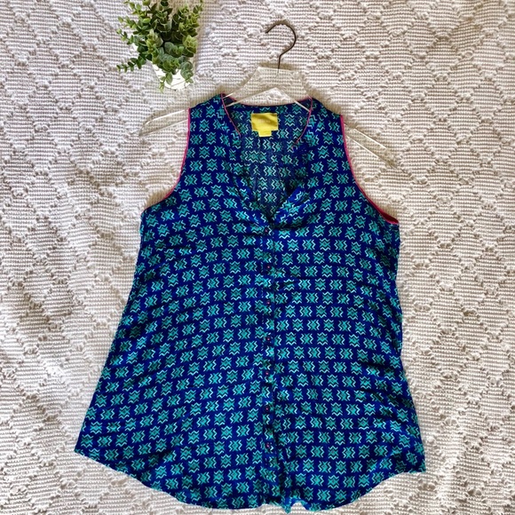 Maeve tribal print button down top, size 4 - Picture 2 of 6